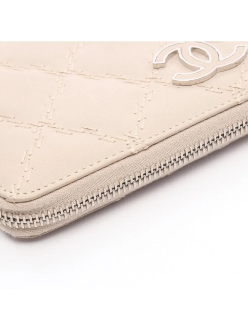 Chanel Round Wallet Ultra Stitch Light Beige Leather
